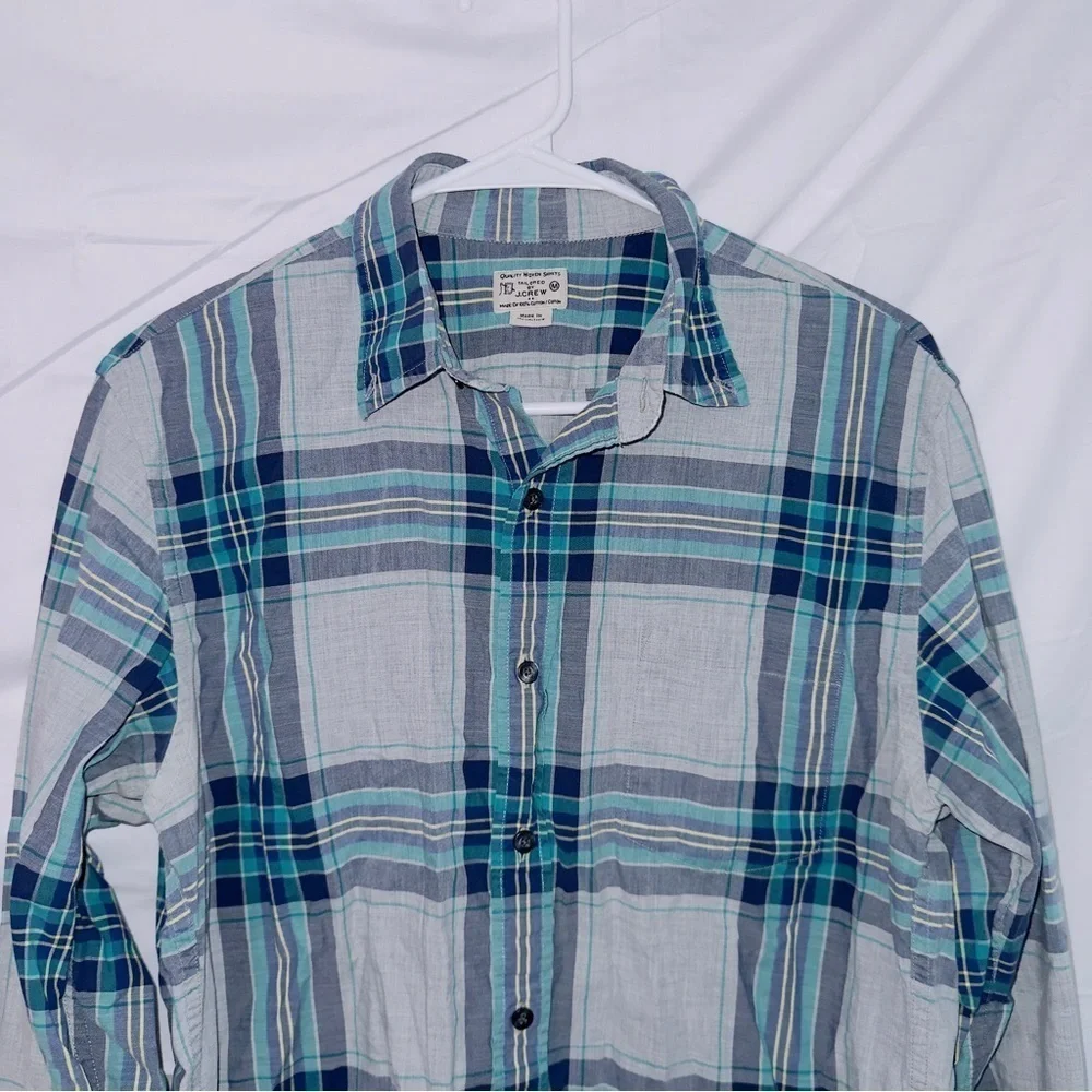 Men's J. Crew Long Sleeve Plaid Button Up Casual Fit Cotton Shirt size medium